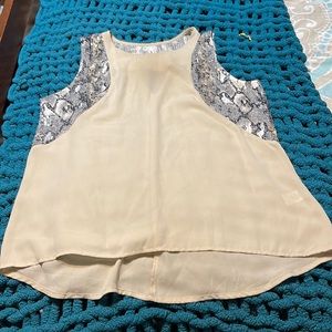 Studio Y animal print, sequins trimmed tank top.